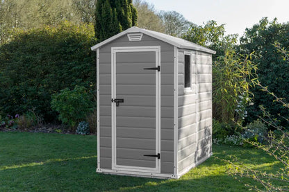 4x6 Resin Garden Storage Shed with Window & Ventilation, Weather-Resistant, Lockable Door - Grey