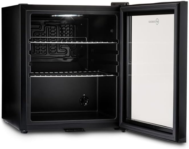Subcold Super50 LED – Mini Fridge Black | 50L Beer, Wine & Drinks Fridge | LED Light + Lock & Key | Energy Efficient (Black) [Energy Class E]