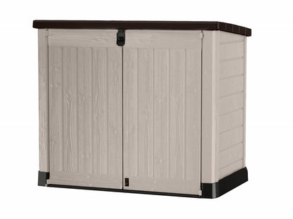 1200L Outdoor Garden Storage Shed with Piston Lid & Double Doors, Weather-Resistant Resin