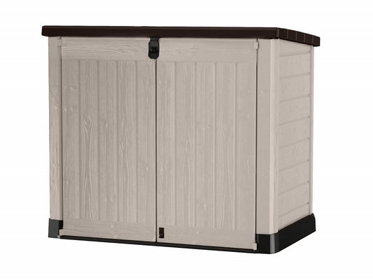 1200L Outdoor Garden Storage Shed with Piston Lid & Double Doors, Weather-Resistant Resin