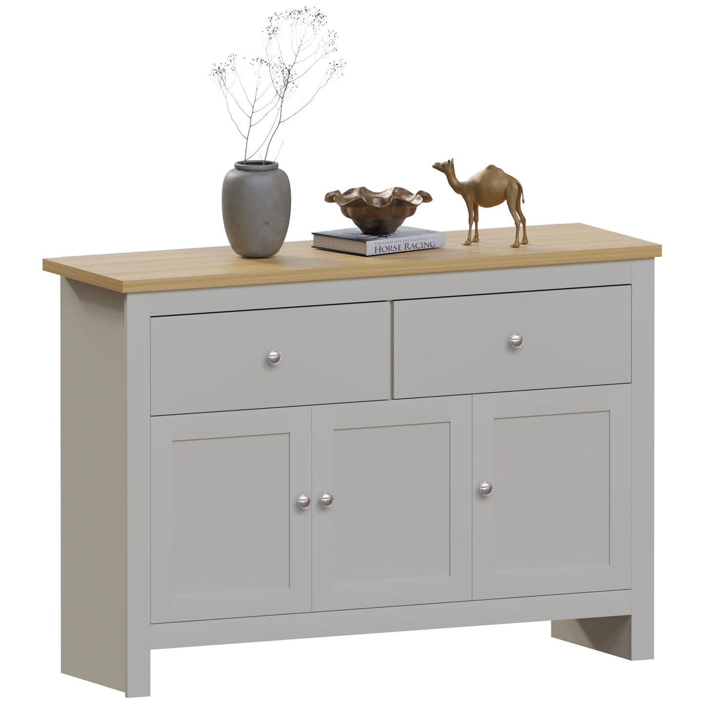 Arlington Sideboard, Buffet Table and Cupboard Cabinet, Grey & Oak