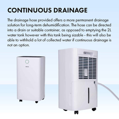 12L Low Energy Dehumidifier with Laundry Drying Mode & Continuous Drainage