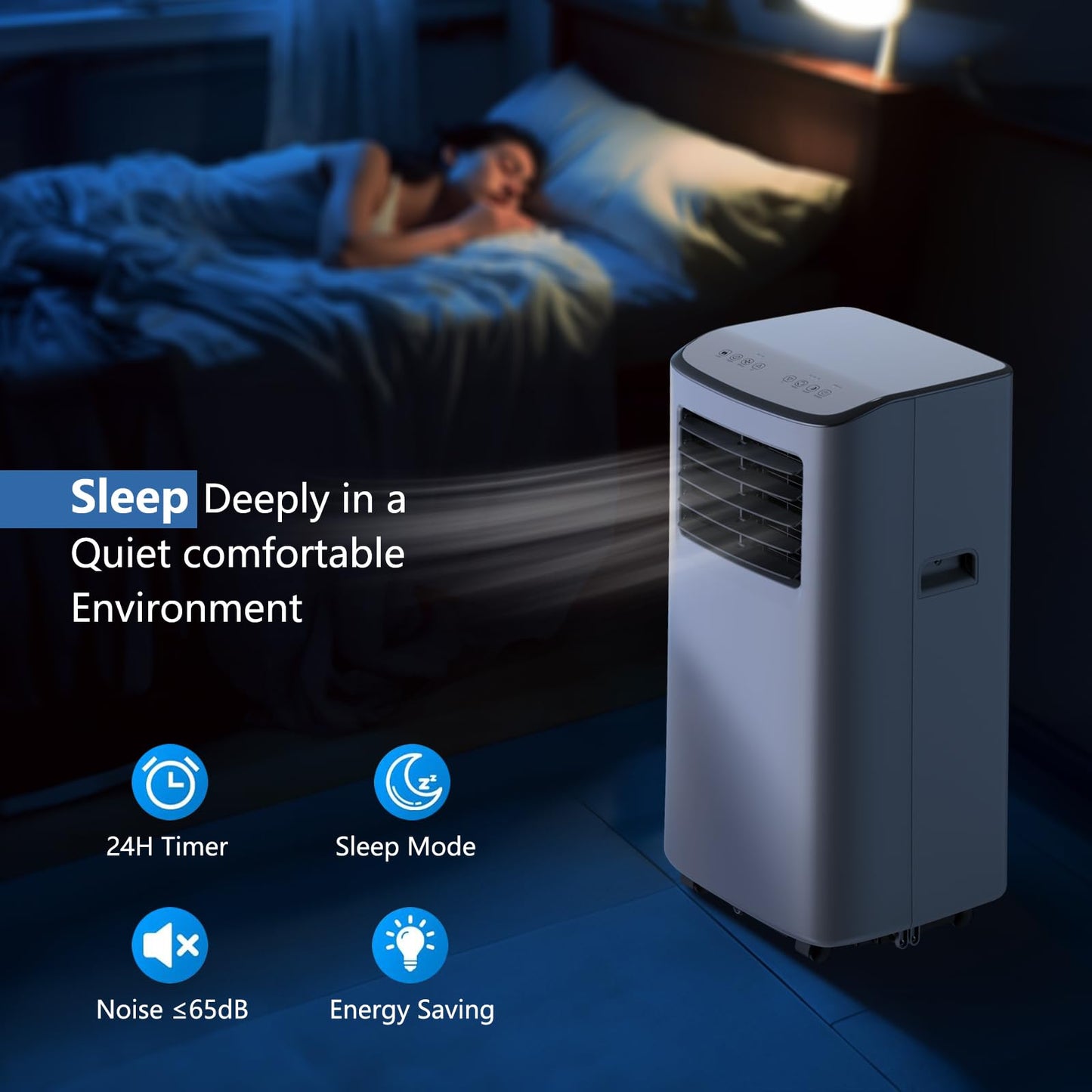 7000 BTU Portable Air Conditioner with Cooling, Fan, Dehumidifier & Sleep Mode