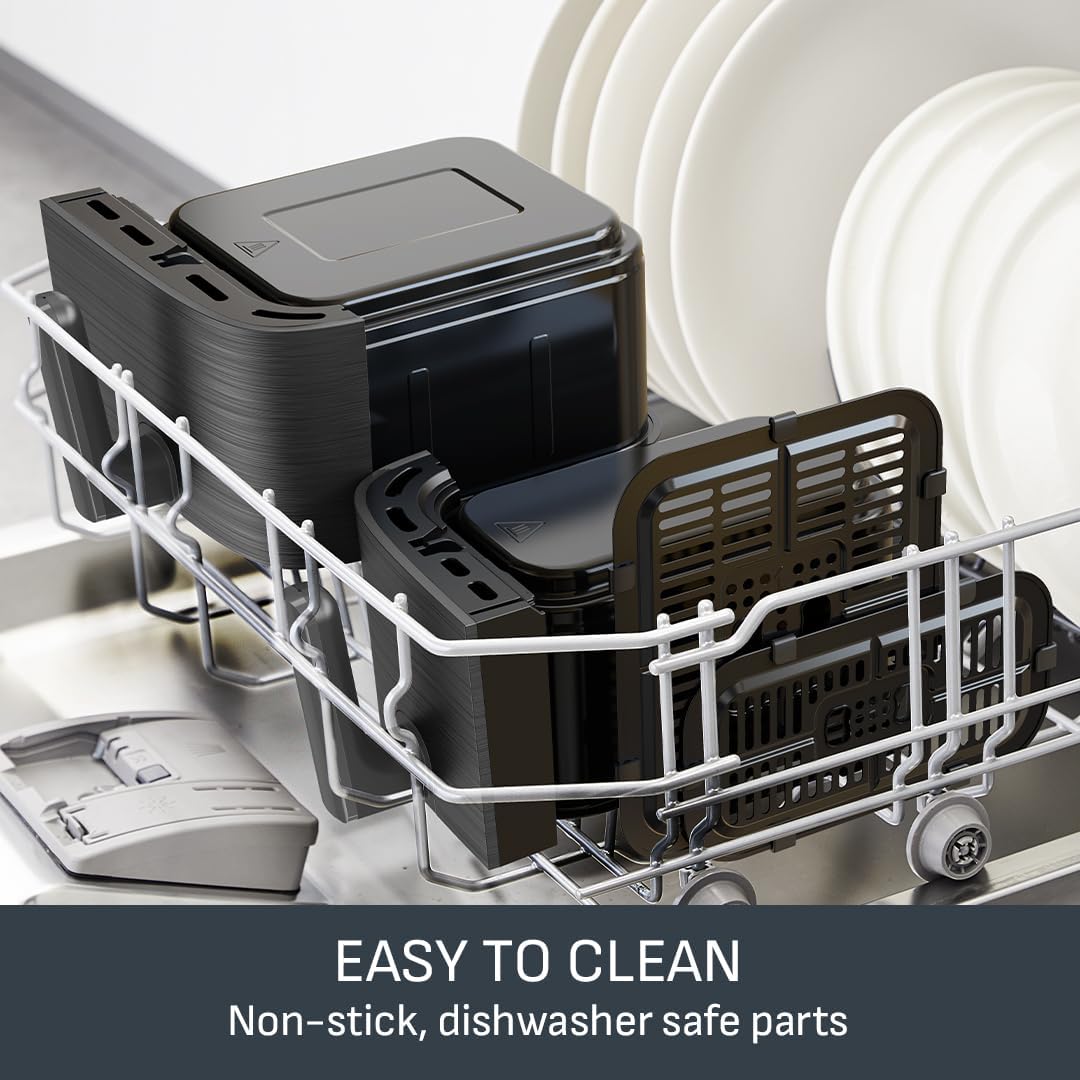 Tefal Easy Fry Dual Zone Air Fryer EY901HG0 8.3L – 2 Drawers, 8-in-1, Extra Crisp, Coal Grey