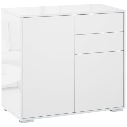 High Gloss Frame Sideboard, Push-Open Design with 2 Doors, Living Room & Bedroom Cabinet, White