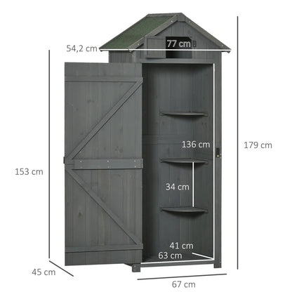 Wooden Garden Tool Storage Shed with Shelves & Asphalt Roof, Weather-Resistant