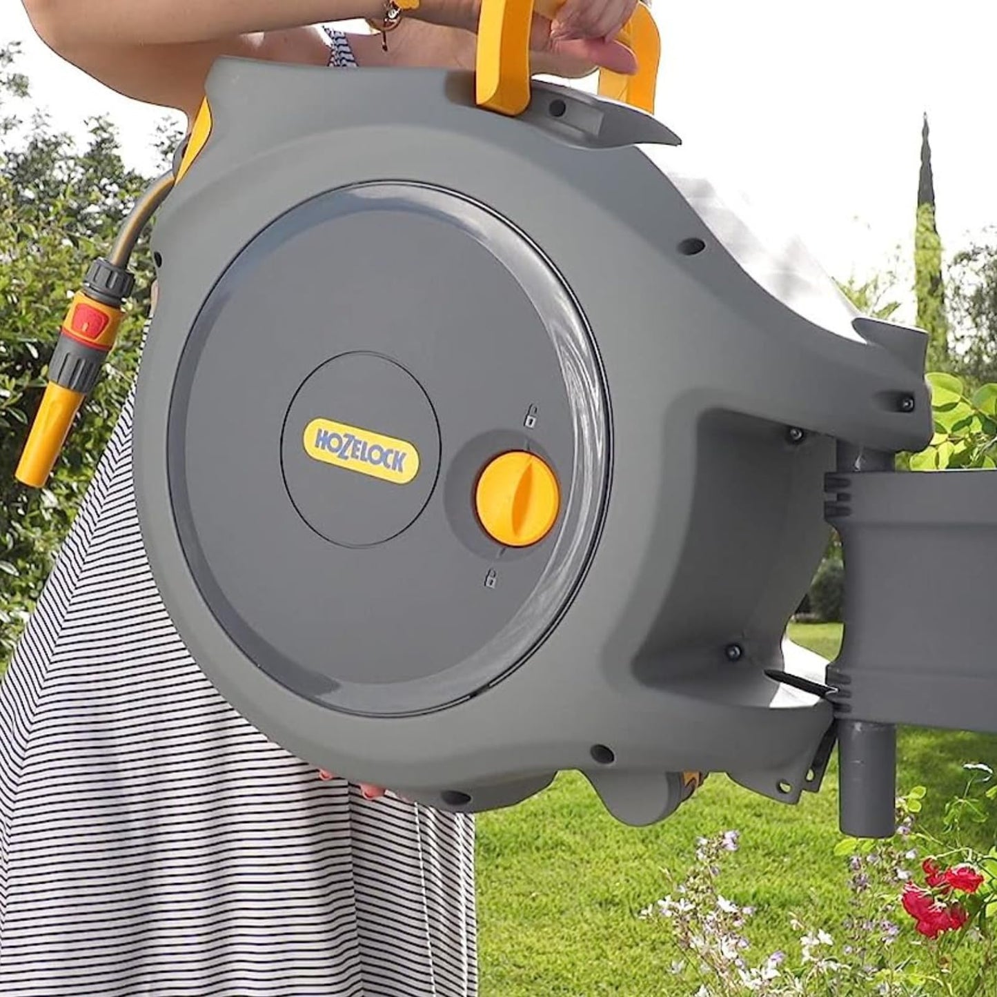 40m Wall Mounted Auto Retractable Garden Hose Reel with 180° Pivot