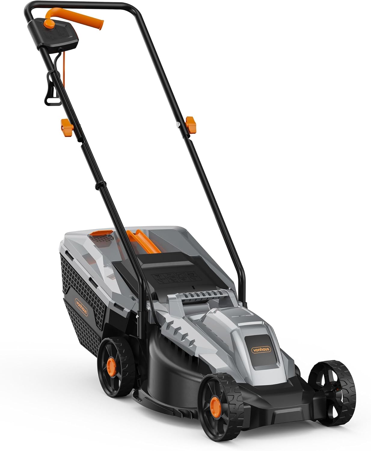 VonHaus Lawnmower 1200W – Electric Corded Lawn Mower for all Types of Grass – 30L Collection Bag, 320mm Working Width, 10m Cable, Foldable Height Adjustable Handlebar, 3 Depth Settings, Carry Handle