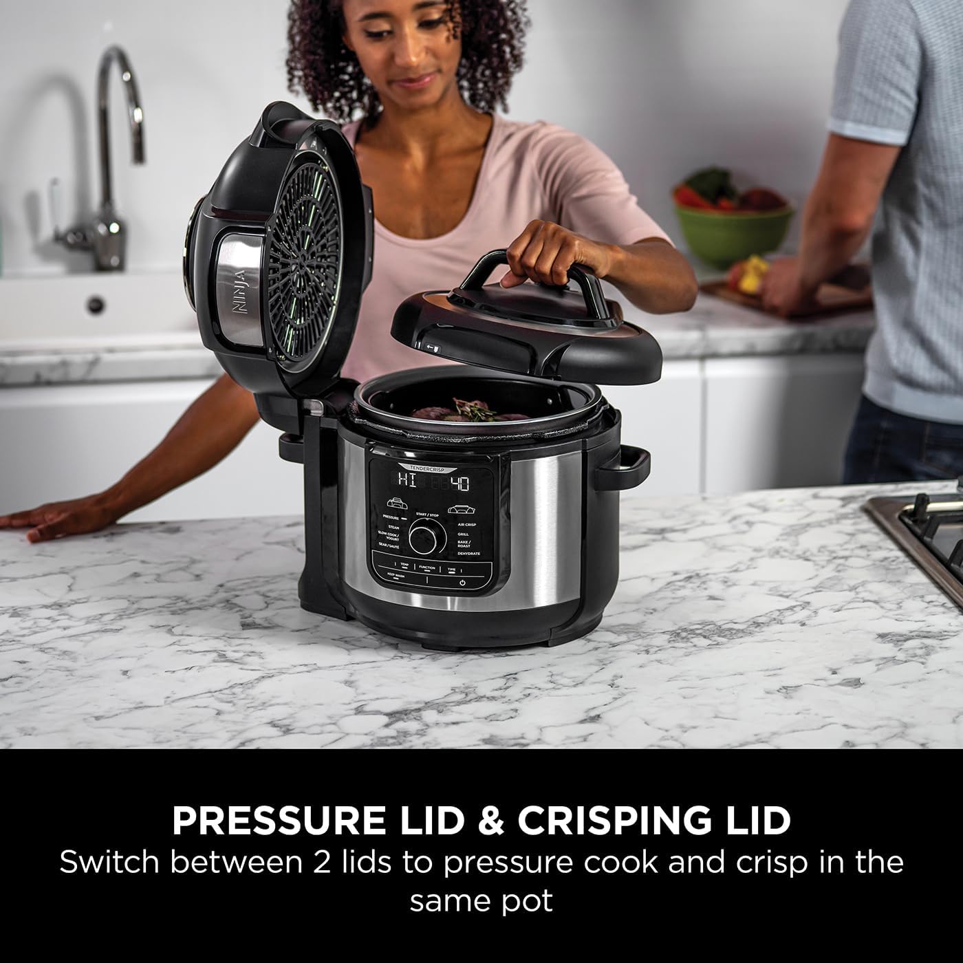 Ninja Foodi MAX Multi Cooker OP500UK 7.5L – 9-in-1 Pressure Cooker, Air Fryer, Grill & Slow Cooker, Black & Steel