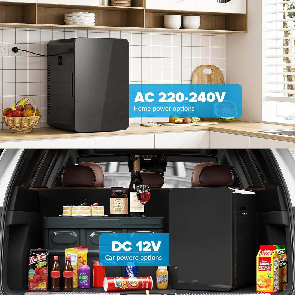 MoraRise Mini Fridge 22L/30 Cans Portable Cooler & Warmer Mini Fridge for Bedrooms with Adjustable Shelves, AC+12V DC Small Fridges for Office, Car, Travel,Home, Skincare, Drinks & Cosmetics (Black)
