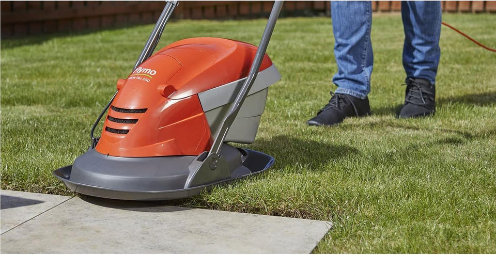 Flymo Hover Vac 250 Electric Lawn Mower 1400W – 25cm Hover Mower, 15L Grass Box, Lightweight, Orange/Grey