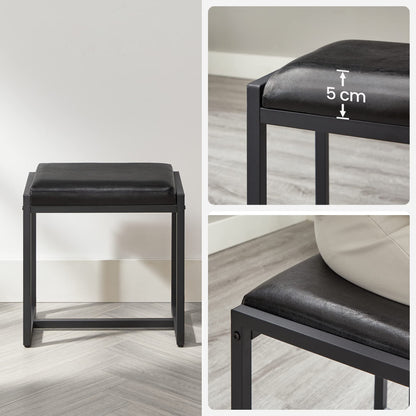 Dressing Table with Tri-Fold Mirror and Stool, 3 Drawers, Hair Dryer Holder, Industrial Rustic Brown & Black