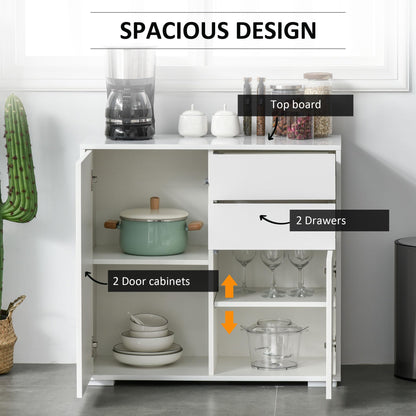 High Gloss Frame Sideboard, Push-Open Design with 2 Doors, Living Room & Bedroom Cabinet, White