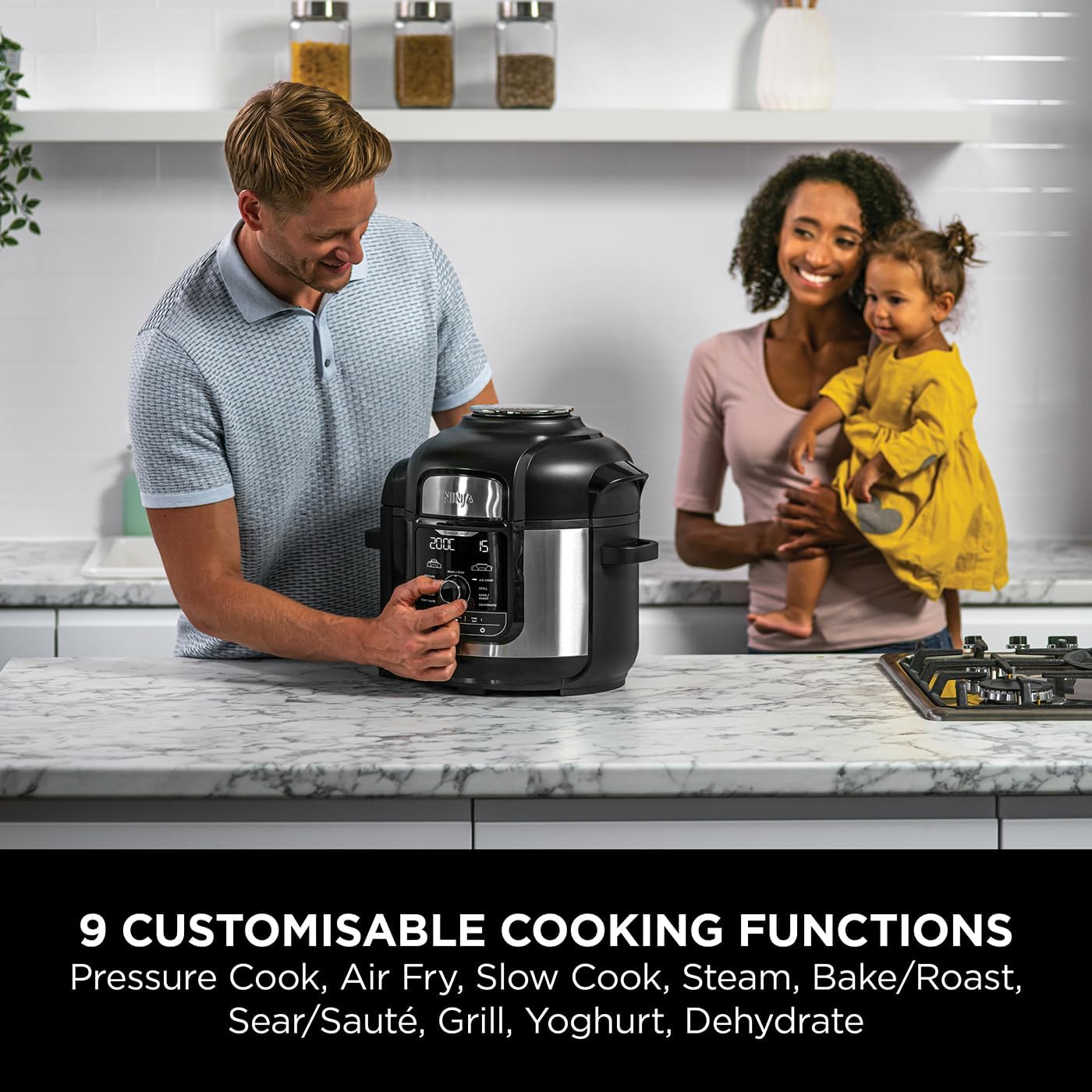 Ninja Foodi MAX Multi Cooker OP500UK 7.5L – 9-in-1 Pressure Cooker, Air Fryer, Grill & Slow Cooker, Black & Steel