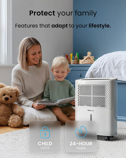 12L Compact Dehumidifier with Humidity Sensor, Sleep Mode & Laundry Drying
