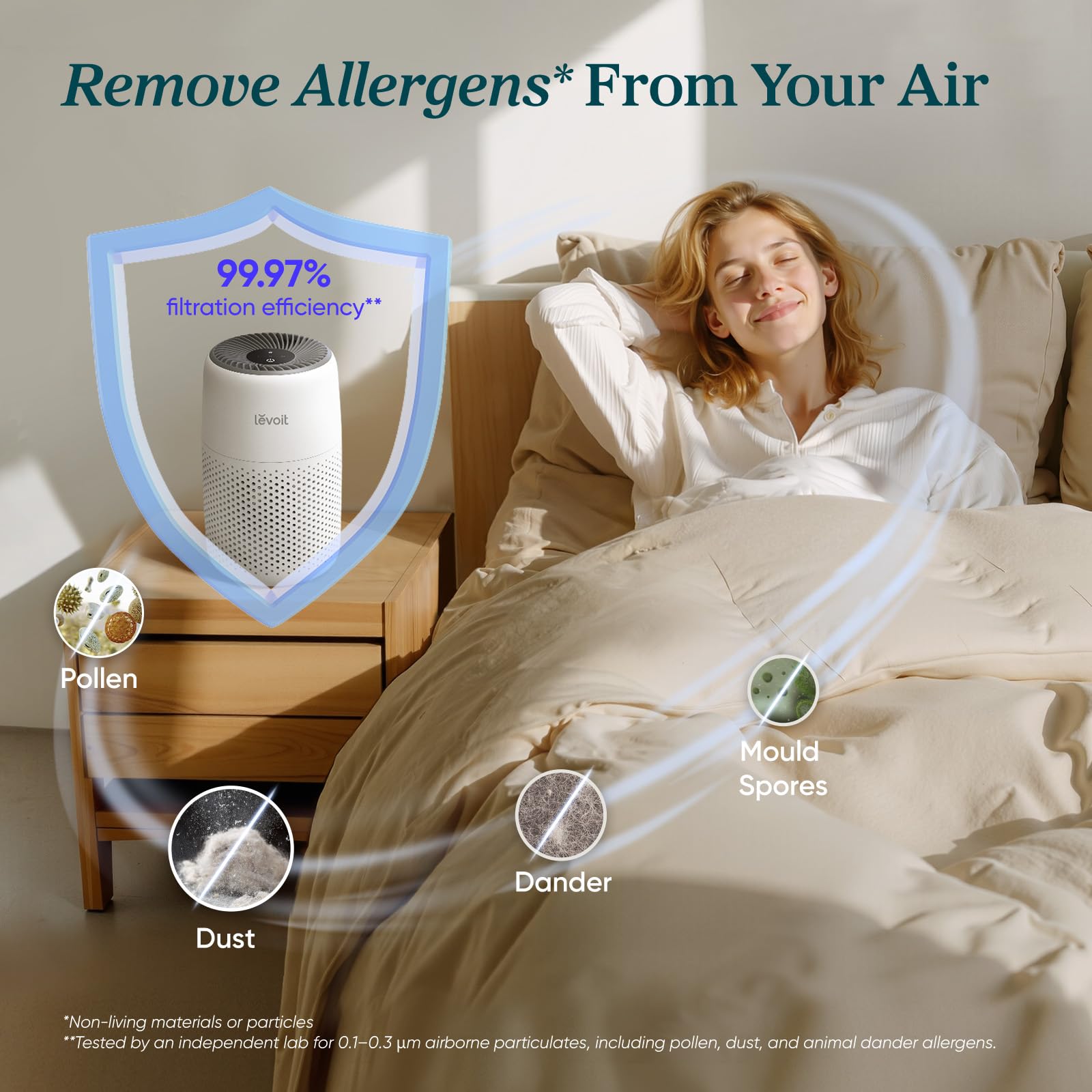 LEVOIT Air Purifier for Bedroom Home, Quiet HEPA Filter Cleaner with Fragrance Sponge & 3 Speed for Better Sleep, Air Frenshener, Allergies, Dust, Pet Dander, Odour, Smoke, Office, Desktop, Core Mini