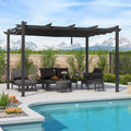 PURPLE LEAF 3 X 4 m Retractable Pergola, Aluminium Garden Pergola with Canopy, Outdoor Patio Gazebo Shelter UV & Water Resistant for Garden, Decking & Balcony, Gery