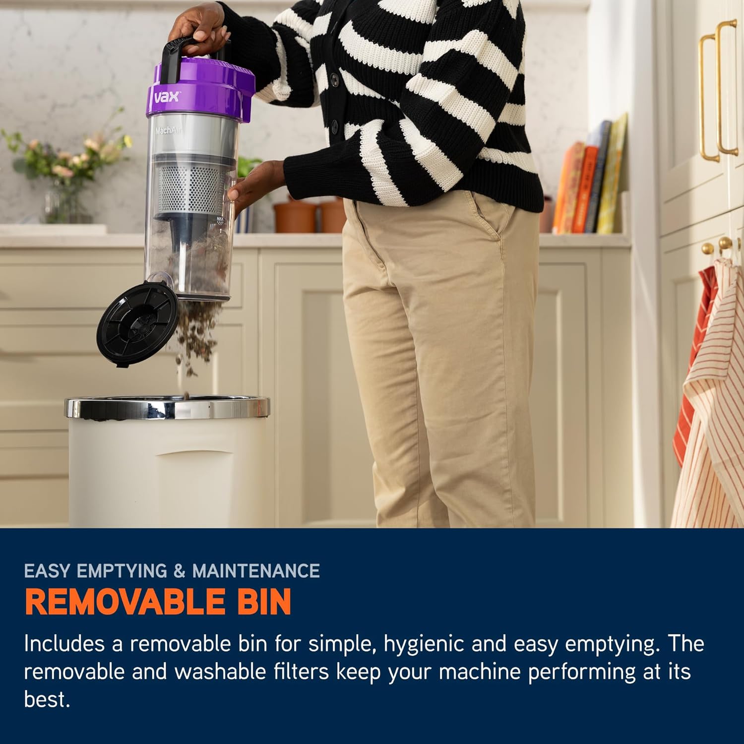 Vax Mach Air Corded Upright Bagless Vacuum Cleaner, Lightweight, Handheld Tool Attachments for Hair, Car, Upholstery, Bed, Mattress, Home cleaning, 820W, 4.9kg, Purple, UCA1GEV1 [Energy Class A]