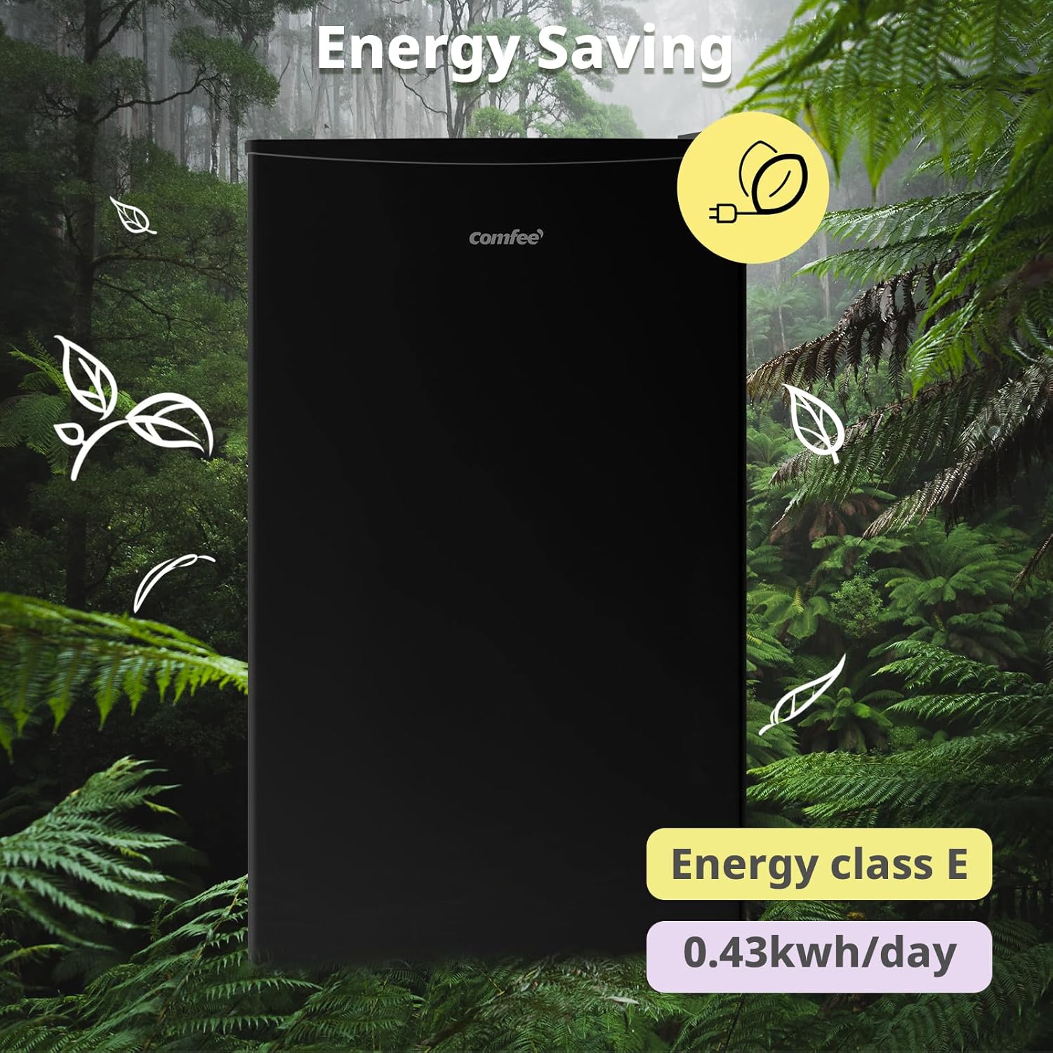 COMFEE' RCU60BL2UK(E) 60 Litre Freestanding Under Counter, 48cm Upright Freezer Adjustable Thermostat, Reversible Door, 4 Star Freezer Rating Drawer, Black [Energy Class E]