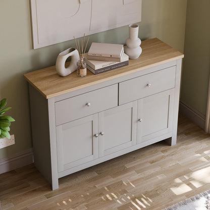 Arlington Sideboard, Buffet Table and Cupboard Cabinet, Grey & Oak
