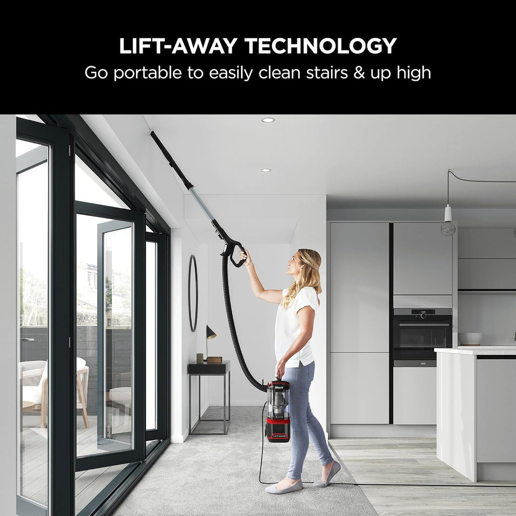 Shark Corded Upright Vacuum Cleaner 1.1L with Lift-Away Technology, Pet Model, LED Headlights, Anti-Allergen, 8m Cord, 750W, Pet, Crevice & Multi-Surface Tools, Red/Black, NV602UKT