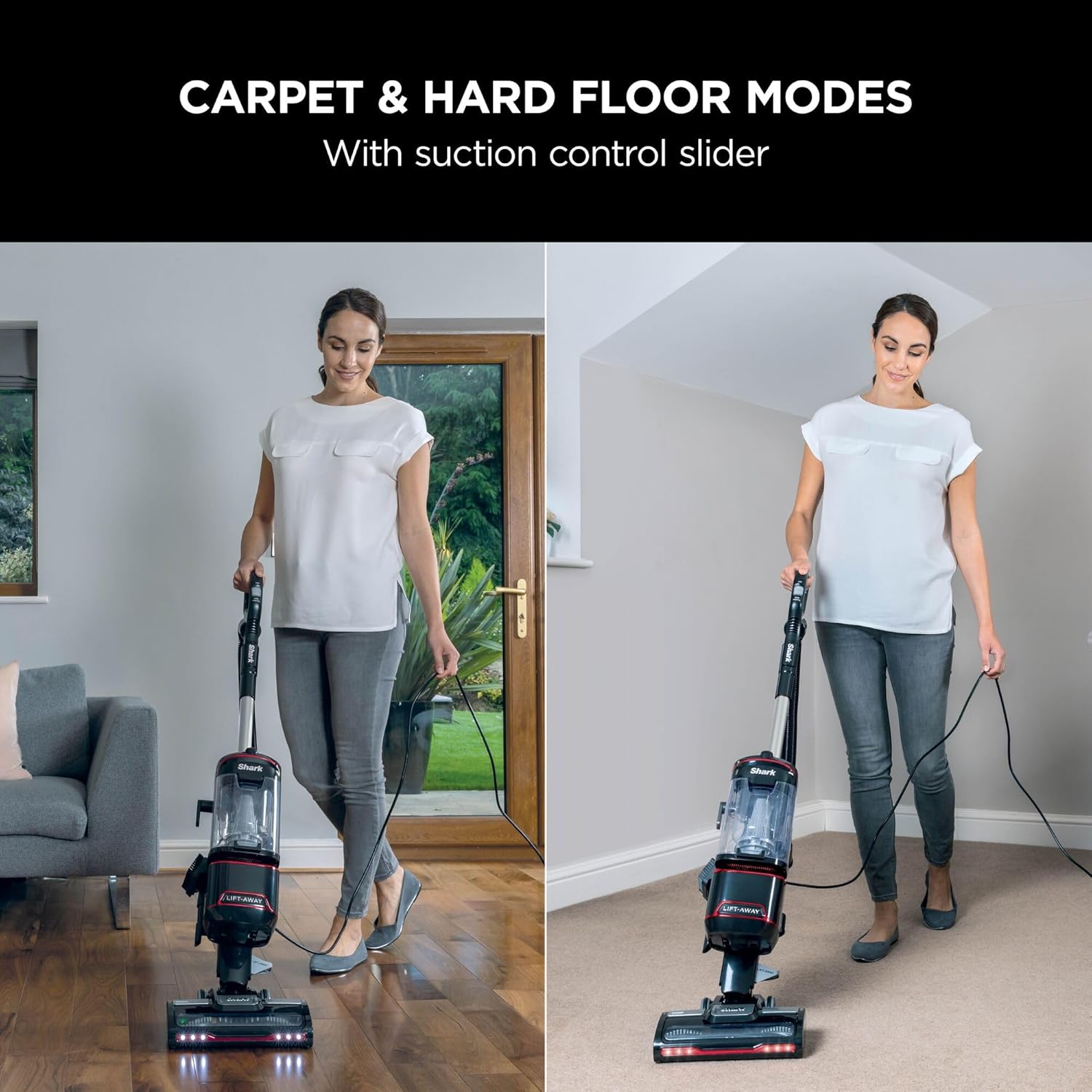 Shark Corded Upright Vacuum Cleaner 1.1L with Lift-Away Technology, Pet Model, LED Headlights, Anti-Allergen, 8m Cord, 750W, Pet, Crevice & Multi-Surface Tools, Red/Black, NV602UKT