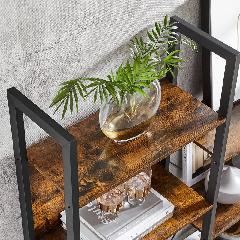 14-Tier Industrial Bookcase with Steel Frame, Large Open Shelving Unit