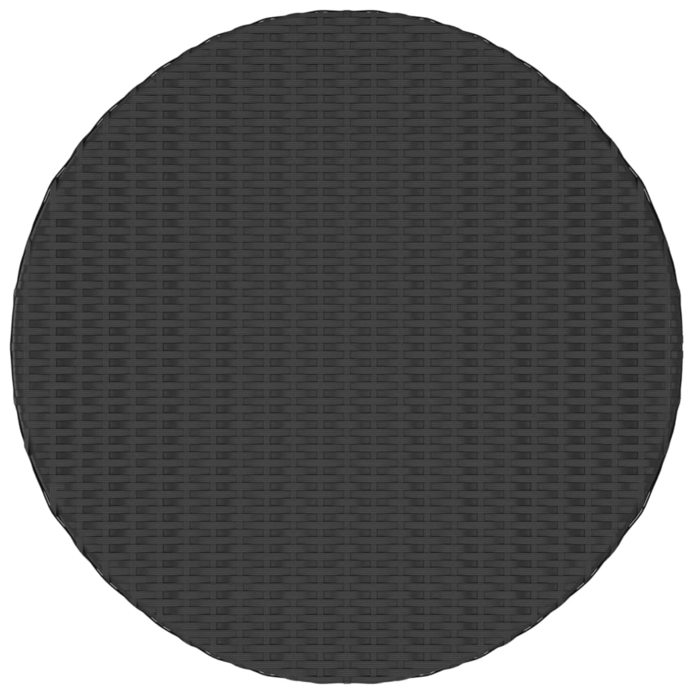 Round Black Outdoor Tea Table, PE Rattan and Steel, 68 × 30 cm
