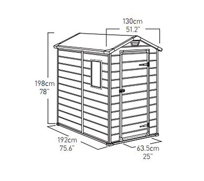 4x6 Resin Garden Storage Shed with Window & Ventilation, Weather-Resistant, Lockable Door - Grey
