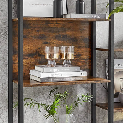 14-Tier Industrial Bookcase with Steel Frame, Large Open Shelving Unit