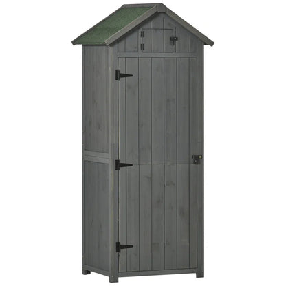 Wooden Garden Tool Storage Shed with Shelves & Asphalt Roof, Weather-Resistant